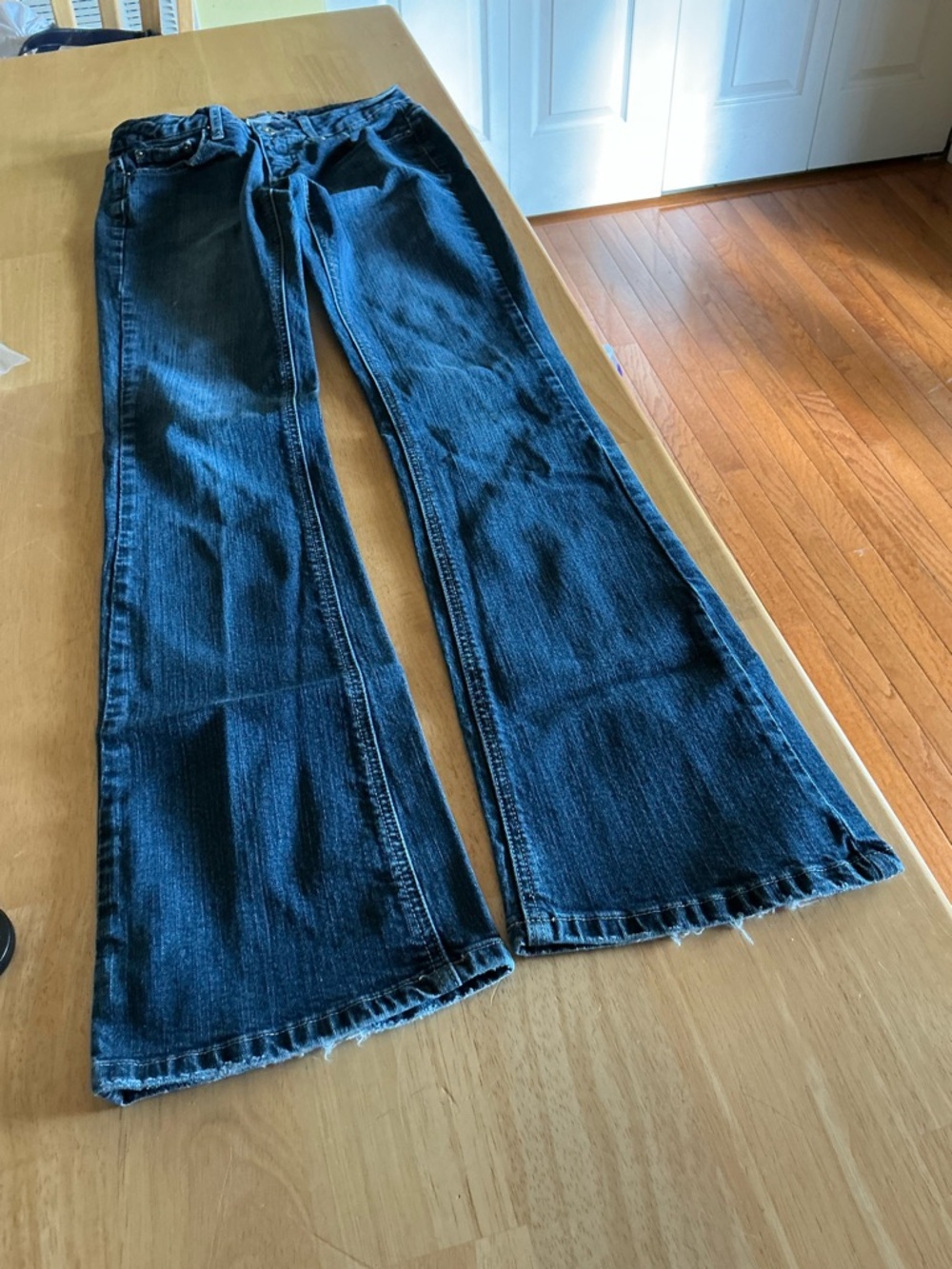 Women's Dark Blue Flare Jeans - Wide Leg Denim